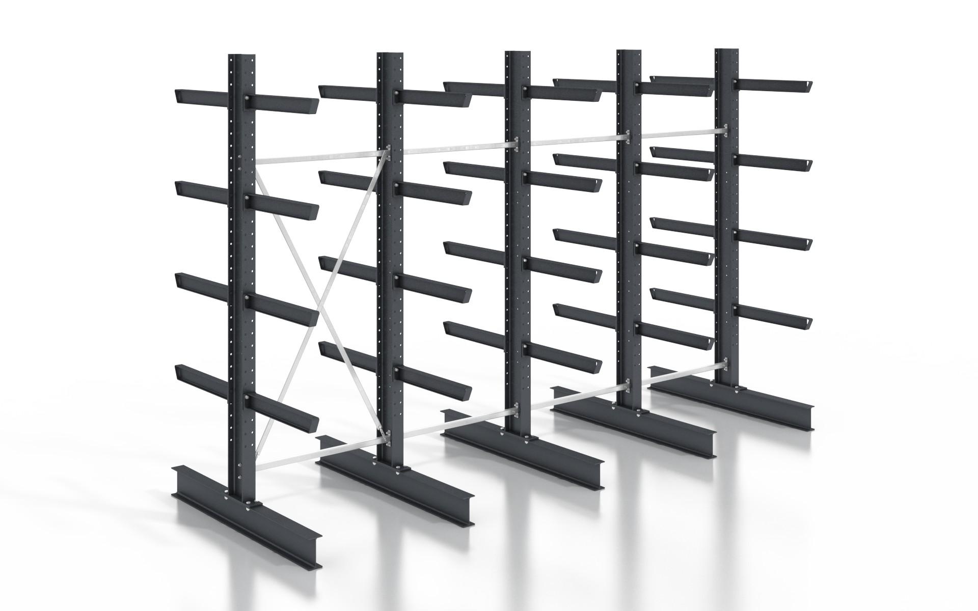 Kragarmregal doppelseitig 5,12 m – 315 cm | 80 cm Nutztiefe | 500 kg pro Arm | BLT Kragarmregal doppelseitig 5,12 m – 315 cm | 80 cm Nutztiefe | 500 kg pro Arm | BLT